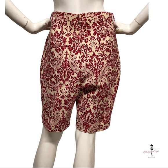 VINTAGE 1950s early 1960s Baroque Floral High Waist Long Walking Shorts 6 8 S M - Picture 9 of 16